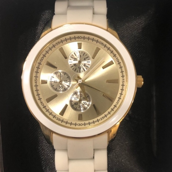 Asos White Gold Silicone Plastic Minimalist Watch - Picture 2 of 7